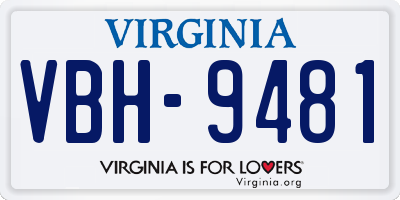 VA license plate VBH9481
