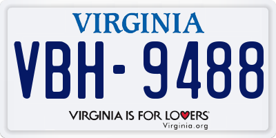 VA license plate VBH9488