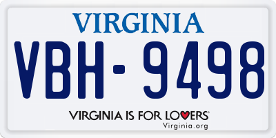 VA license plate VBH9498