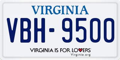 VA license plate VBH9500