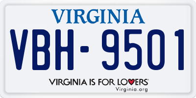 VA license plate VBH9501