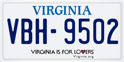 VA license plate VBH9502