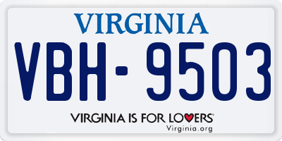 VA license plate VBH9503