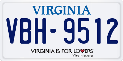 VA license plate VBH9512