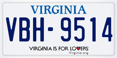 VA license plate VBH9514
