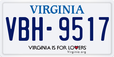 VA license plate VBH9517