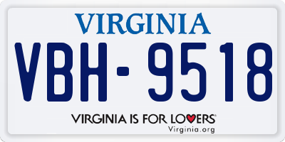 VA license plate VBH9518