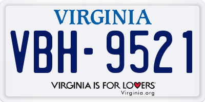 VA license plate VBH9521