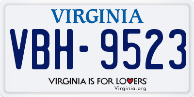VA license plate VBH9523