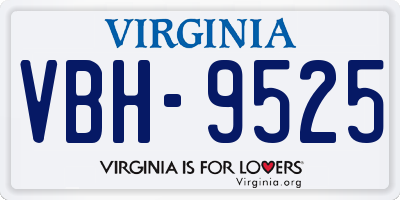 VA license plate VBH9525