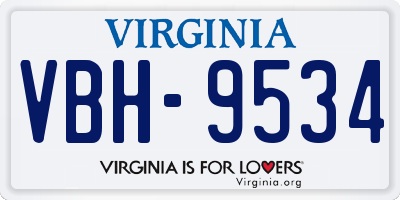 VA license plate VBH9534