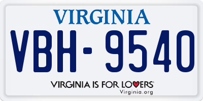 VA license plate VBH9540