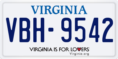 VA license plate VBH9542