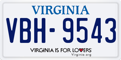 VA license plate VBH9543