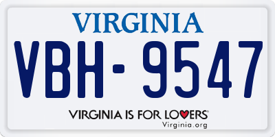 VA license plate VBH9547
