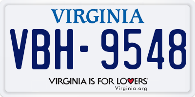 VA license plate VBH9548