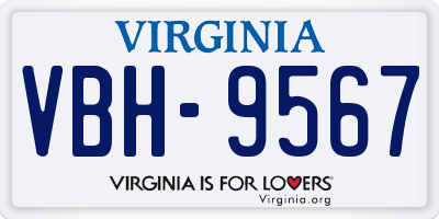VA license plate VBH9567