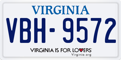 VA license plate VBH9572