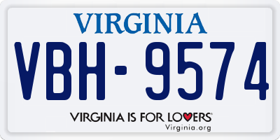 VA license plate VBH9574