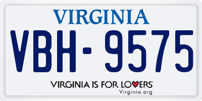VA license plate VBH9575