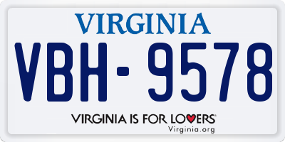 VA license plate VBH9578