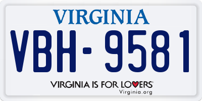 VA license plate VBH9581