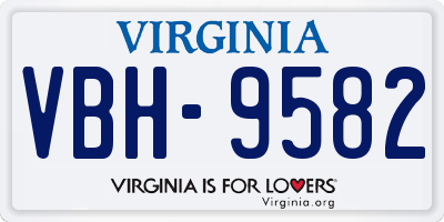 VA license plate VBH9582