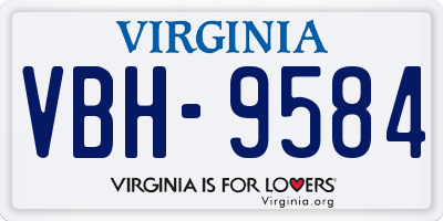 VA license plate VBH9584