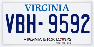 VA license plate VBH9592