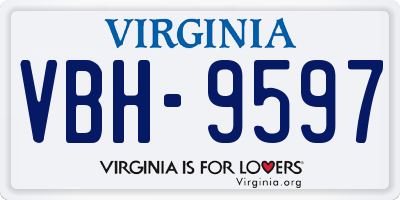 VA license plate VBH9597