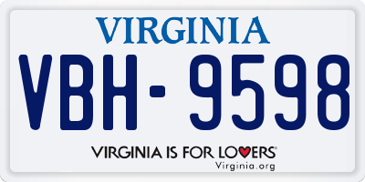 VA license plate VBH9598