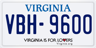 VA license plate VBH9600