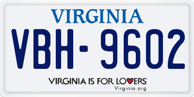 VA license plate VBH9602