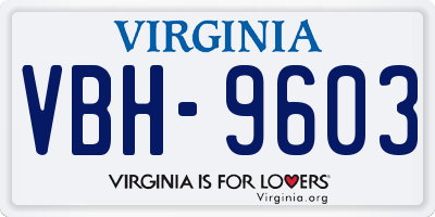 VA license plate VBH9603