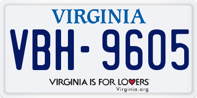 VA license plate VBH9605