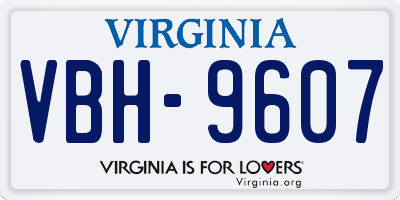 VA license plate VBH9607