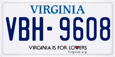 VA license plate VBH9608