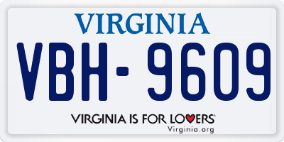 VA license plate VBH9609