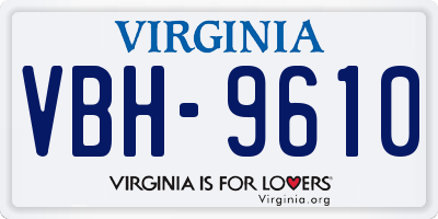 VA license plate VBH9610