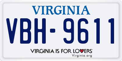 VA license plate VBH9611