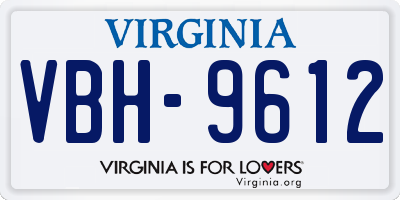 VA license plate VBH9612