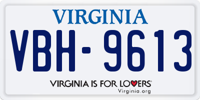 VA license plate VBH9613
