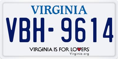 VA license plate VBH9614