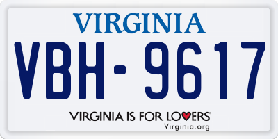 VA license plate VBH9617