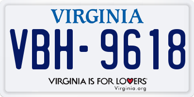 VA license plate VBH9618
