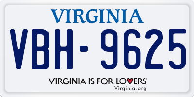 VA license plate VBH9625