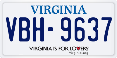 VA license plate VBH9637
