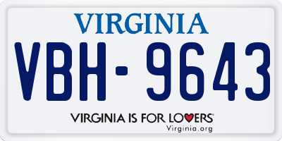 VA license plate VBH9643
