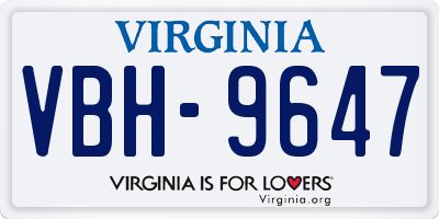 VA license plate VBH9647