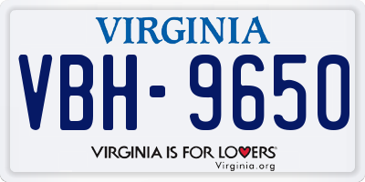 VA license plate VBH9650